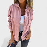 Pavla - Sametový kabát s kapucí a zipem