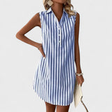 Lenka - Elegantní Pruhované Košilové Šaty