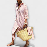 Johana - Elegantní Pruhované Košilové Šaty