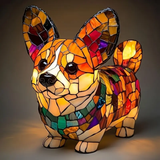 Lampa s motivem Corgi štěněte z vitráže