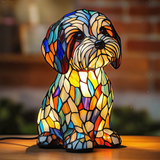 Lampa s vitrážovým štěnětem Shih Tzu