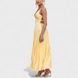 Marie - Žluté Šaty s V Výstřihem