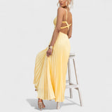 Marie - Žluté Šaty s V Výstřihem