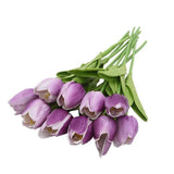 10-dílné umělé tulipány z hedvábí