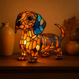 Lampa z barevným sklem Dachshund Amber Glow