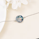 Pulsera ajustable con colgante de perro en plata de ley