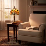 Dekorativní LED stolní lampa z barevného skla