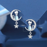 Maribela | Orecchini Gatto Luna & Stella in Argento 925