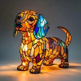 Lampa z barevným sklem Dachshund Amber Glow