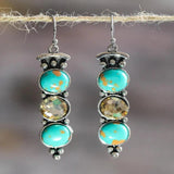 Pendientes colgantes vintage de turquesa natural