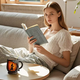 Artisan 3D Halloweenský hrnek – S designem čarodějnice a kočky