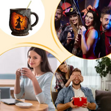 Artisan 3D Halloweenský hrnek – S designem čarodějnice a kočky