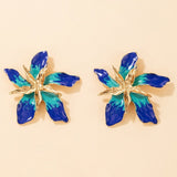 Happy Flower Earrings with Blue Crystals