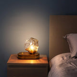 Skleněná stolní lampa ve tvaru ledového kamene