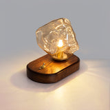 Skleněná stolní lampa ve tvaru ledového kamene