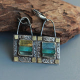Pendientes Antiguos con cristales azules y verdes