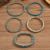 Conjunto de pulseras boho con cuentas turquesas