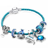 Pulsera Océano + colgantes incluidos en cuero y plata