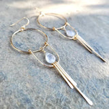 Pendientes colgantes vintage con piedra blanca