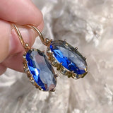 Pendientes Dorados Flor Azul