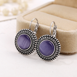 Pendientes Boho de plata con piedras redondas