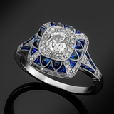 Anillo cuadrado azul brillante