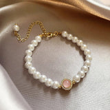 Vintage bracelet with pearls and rose gold quartz